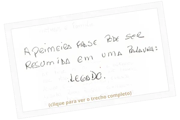 Trecho de carta recebida, com identidade preservada