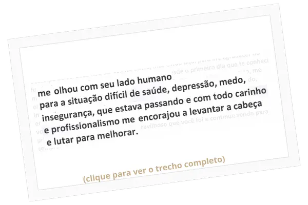 Trecho de carta recebida, com identidade preservada