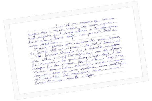 Trecho de carta recebida, com identidade preservada