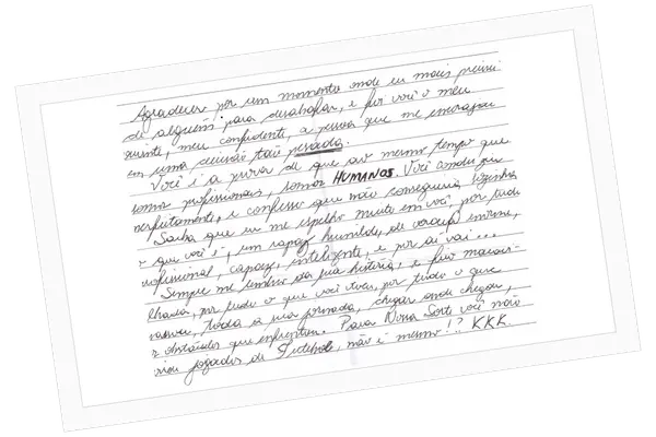 Trecho de carta recebida, com identidade preservada