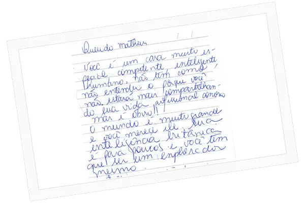 Trecho de carta recebida, com identidade preservada