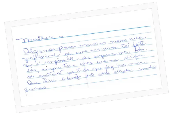 Trecho de carta recebida, com identidade preservada